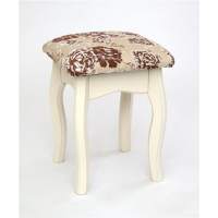 Табурет из массива березы (Розы светлые-ткань/Слоновая кость каркас)