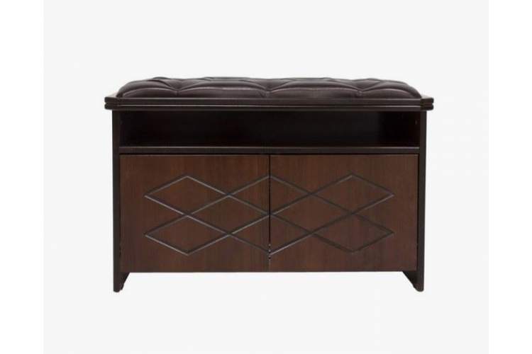 Банкетка "Патриция" (орех, к/з орегон 120, каретная стяжка) Вис-1