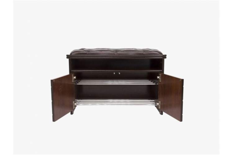 Банкетка "Патриция" (орех, к/з орегон 120, каретная стяжка) Вис-2