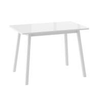 Cтол раздвижной со стеклом "ТИРК RADIAL-94" (Белый/Белый) 94(126)х64