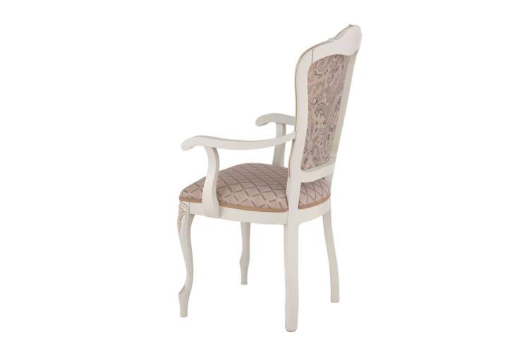 Кресло с подлокотниками Виконт (тон 308 слоновая кость + патина золото/ ткань Афитап розовый/компаньон)-2