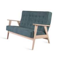 Диван двухместный РЕТРО (беленый дуб / RS 29 - бирюзовый) в гостиную