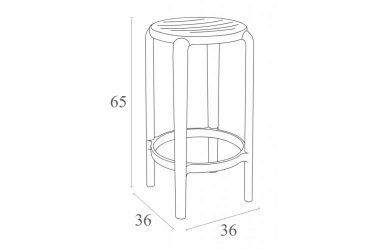 Табурет пластиковый полубарный Tom Bar 65 Siesta Contract марсала-1