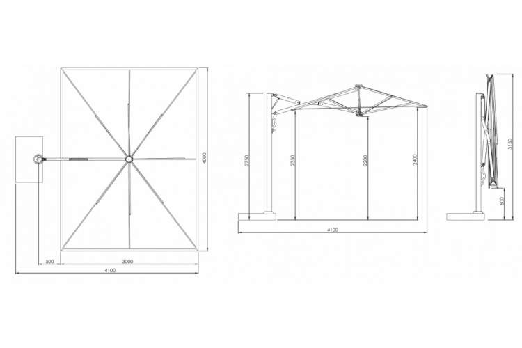 Зонт профессиональный 3х4 м Astro Titanium Scolaro титан, слоновая кость-1