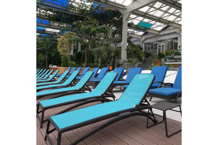 Шезлонг-лежак пластиковый Atlantico Nardi антрацит, голубой-7
