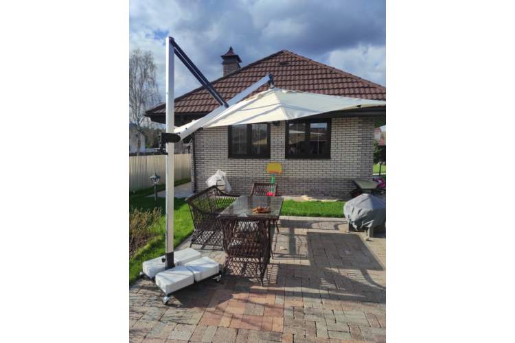 Зонт профессиональный 3х3 м Banana Plus THEUMBRELA SEMSIYE EVI серебристый, бежевый-7