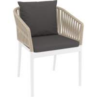 Кресло пластиковое с подушками Portofino Siesta Contract белый, бежевый, темно-серый