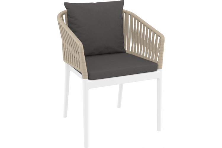 Кресло пластиковое с подушками Portofino Siesta Contract белый, бежевый, темно-серый