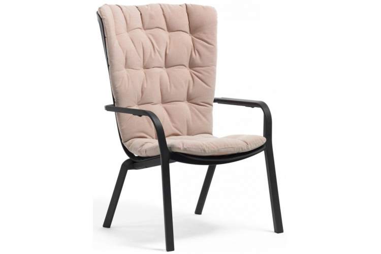 Лаунж-кресло пластиковое с подушкой Folio Nardi антрацит, розовый