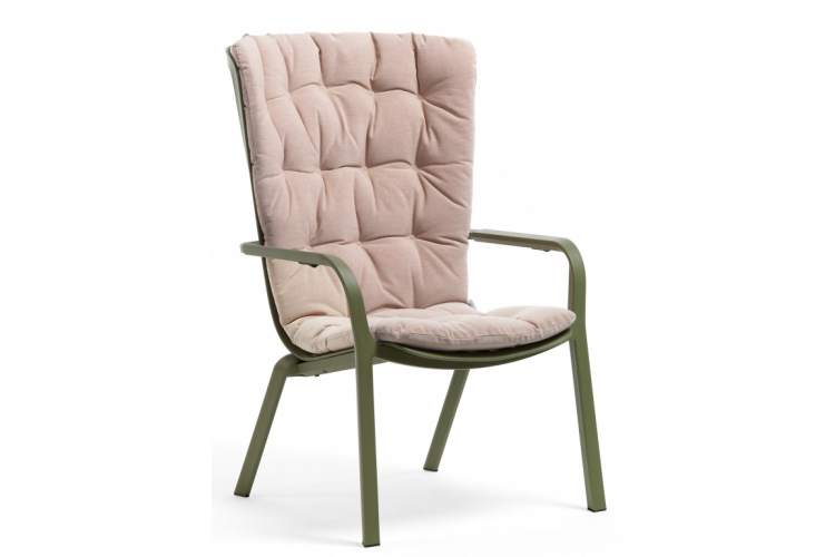 Лаунж-кресло пластиковое с подушкой Folio Nardi агава, розовый