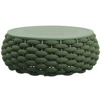 Пуф-столик плетеный с подушкой Pouf Tagliamento зеленый, светло-серый в гостиную