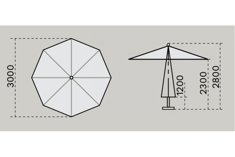 Зонт профессиональный Ø3 м Palladio Standard Scolaro натуральный, слоновая кость-1