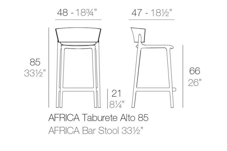 Стул пластиковый полубарный Africa Basic Vondom глиняный-1