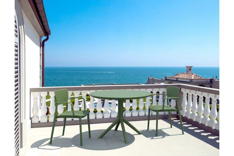 Стол пластиковый Sky Table Ø105 Siesta Contract оливковый-4