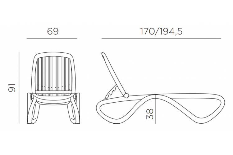 Шезлонг-лежак пластиковый Tropico Nardi тортора-1