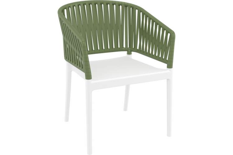 Кресло пластиковое с подушкой Portofino Siesta Contract белый, оливковый, светло-коричневый-7