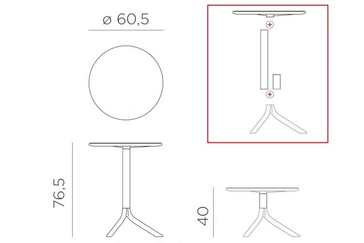 Стол пластиковый обеденный Spritz + Spritz Mini Nardi коралловый-1