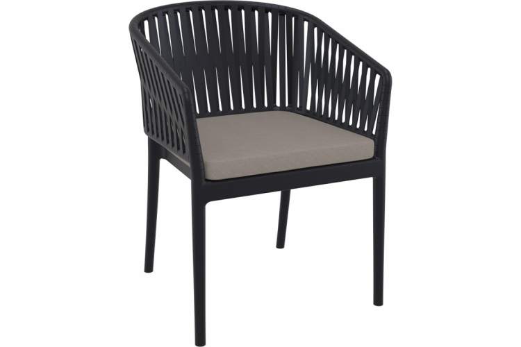 Кресло пластиковое с подушками Portofino Siesta Contract черный, светло-коричневый-8