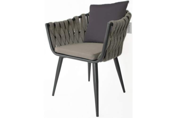 Кресло плетеное с подушками Verona Tagliamento антрацит, темно-серый, темно-коричневый