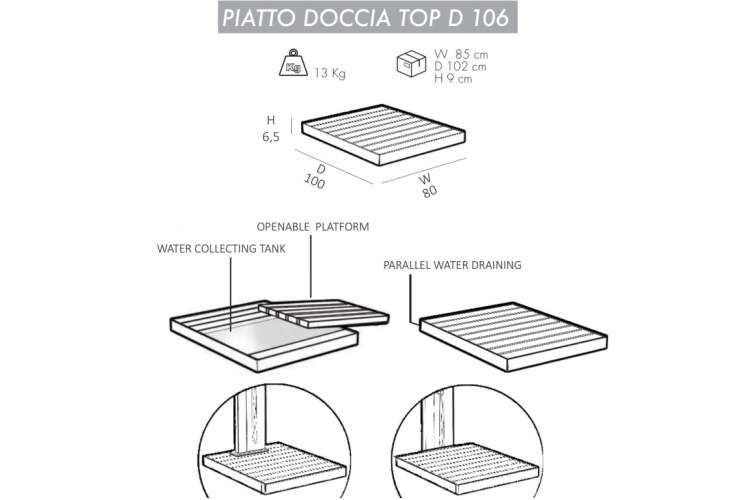Поддон для уличного душа Top D 106 Arkema-1