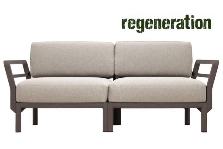 Диван пластиковый с подушками Maximo 2 Nardi терра, жемчуг