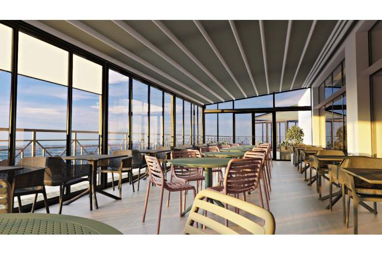 Стол пластиковый Sky Table Ø105 Siesta Contract оливковый-5