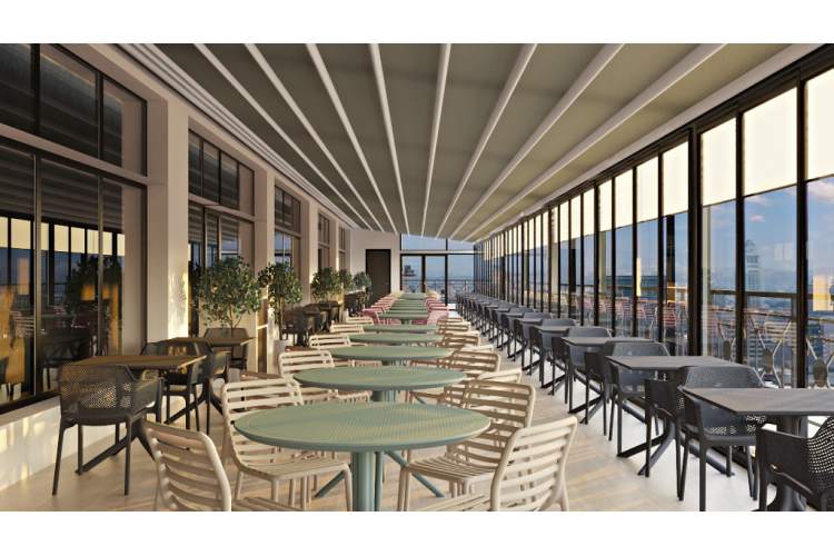 Стол пластиковый Sky Table Ø105 Siesta Contract оливковый-6