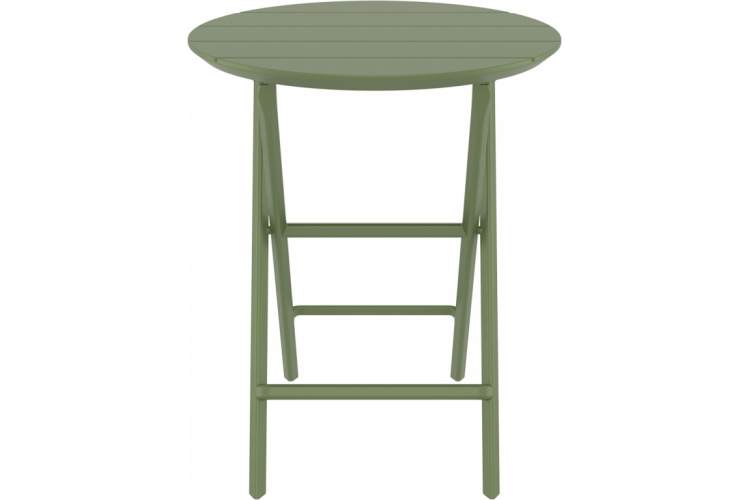 Стол пластиковый складной Helen Folding Table Ø60 Siesta Contract оливковый-5