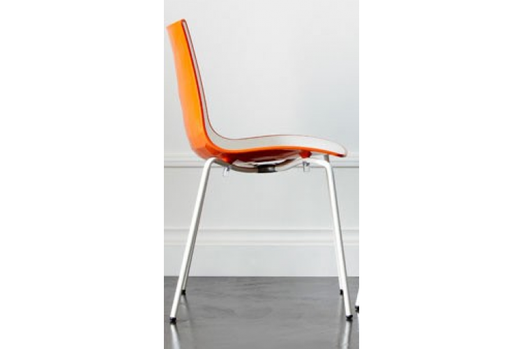 Стул пластиковый Zebra Bicolore 4 legs Scab Design хром, белый, оранжевый-2