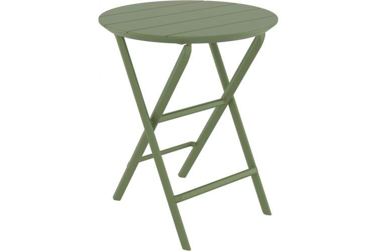 Стол пластиковый складной Helen Folding Table Ø60 Siesta Contract оливковый-4
