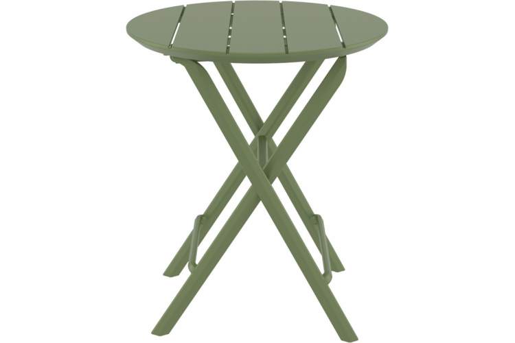 Стол пластиковый складной Helen Folding Table Ø60 Siesta Contract оливковый-6