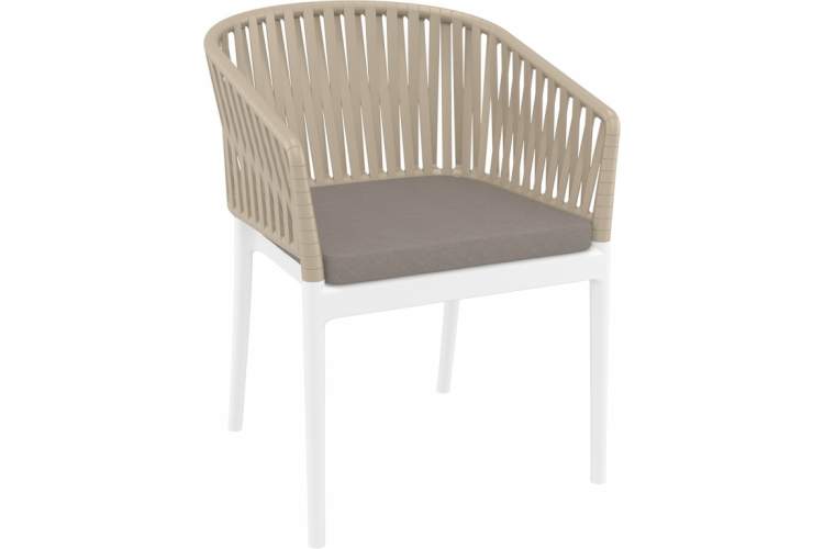 Кресло пластиковое с подушкой Portofino Siesta Contract белый, бежевый, светло-коричневый