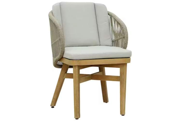 Кресло обеденное деревянное с подушками Mali Tagliamento натуральный-4