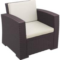 Кресло пластиковое плетеное с подушками Monaco Lounge Siesta Contract коричневый