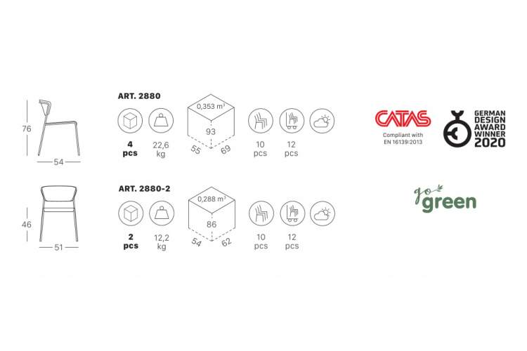 Стул пластиковый Lisa Technopolymer Go Green Scab Design тортора-1