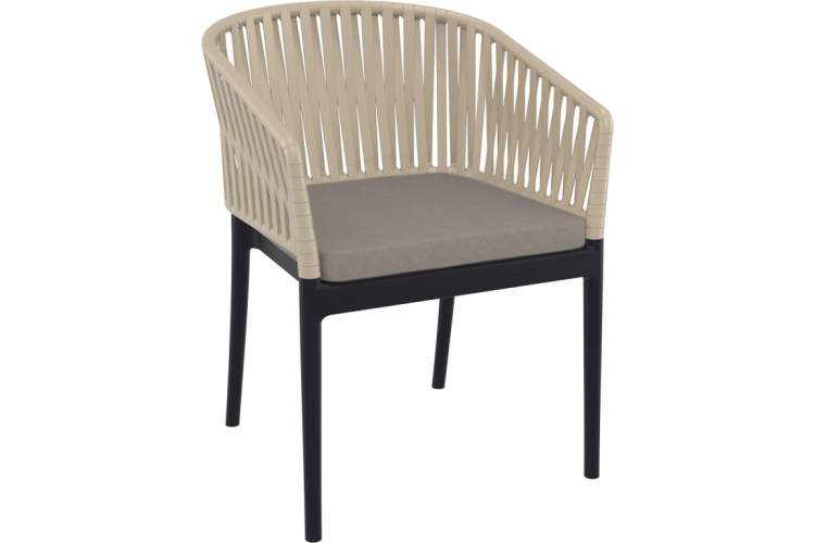 Кресло пластиковое с подушками Portofino Siesta Contract черный, бежевый, светло-коричневый-8