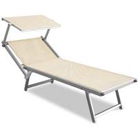 Шезлонг-лежак металлический 501 Relax Magnani серебристый, слоновая кость