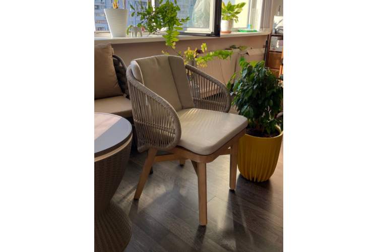 Кресло обеденное деревянное с подушками Mali Tagliamento натуральный-8