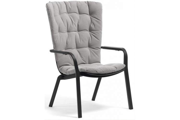 Лаунж-кресло пластиковое с подушкой Folio Nardi антрацит, серый