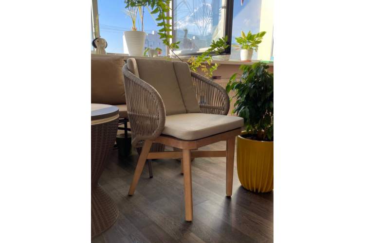 Кресло обеденное деревянное с подушками Mali Tagliamento натуральный-7