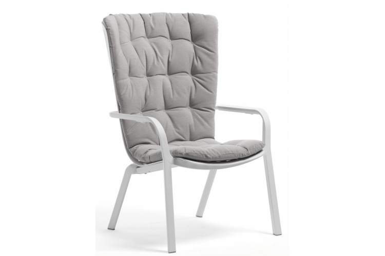 Лаунж-кресло пластиковое с подушкой Folio Nardi белый, серый