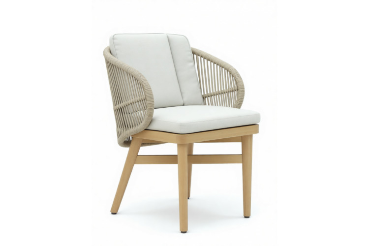 Кресло обеденное деревянное с подушками Mali Tagliamento натуральный