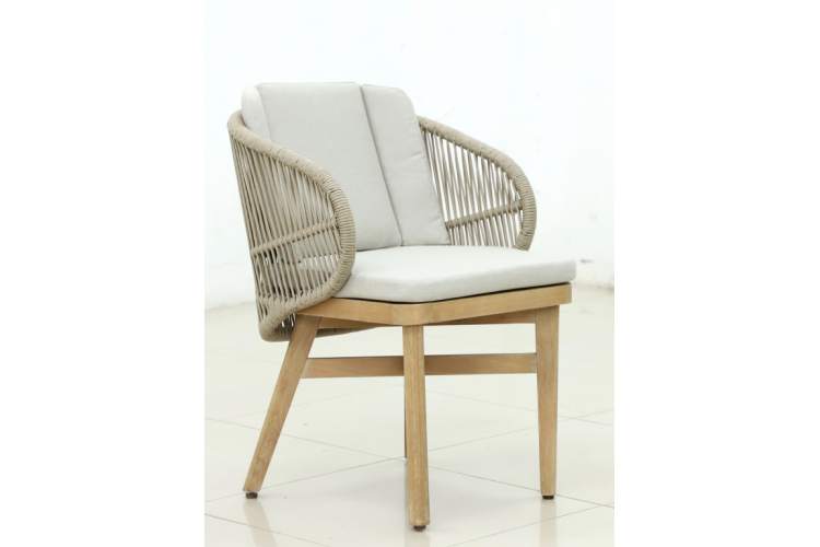 Кресло обеденное деревянное с подушками Mali Tagliamento натуральный-5