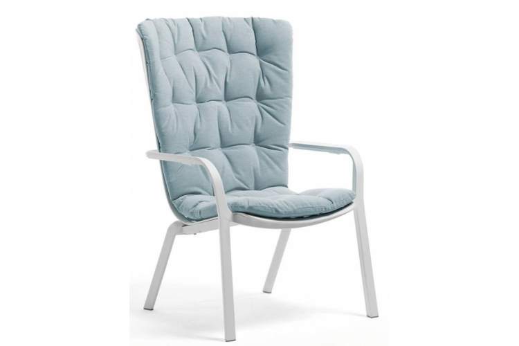 Лаунж-кресло пластиковое с подушкой Folio Nardi белый, голубой