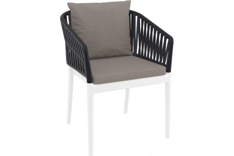 Кресло пластиковое с подушками Portofino Siesta Contract белый, черный, светло-коричневый