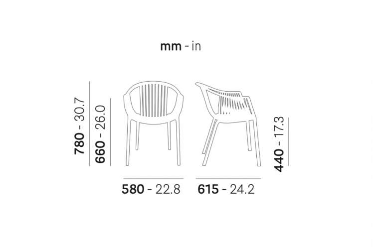 Кресло пластиковое Tatami PEDRALI кофе-1