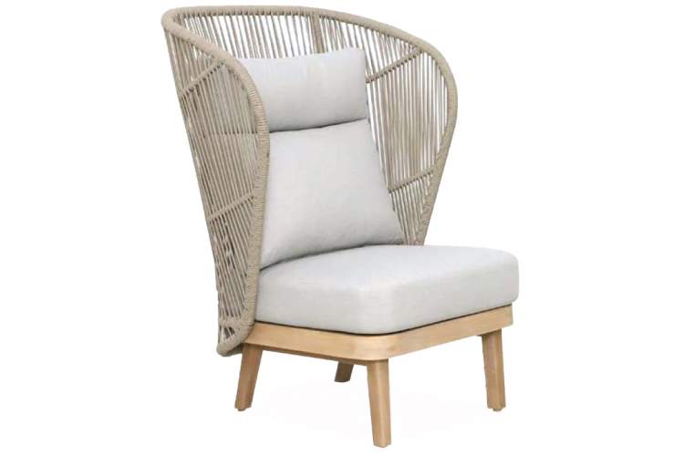 Лаунж-кресло плетеное с высокой спинкой Mali Tagliamento натуральный