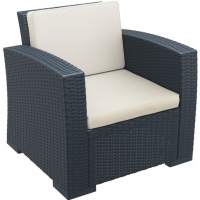 Кресло пластиковое плетеное с подушками Monaco Lounge Siesta Contract антрацит