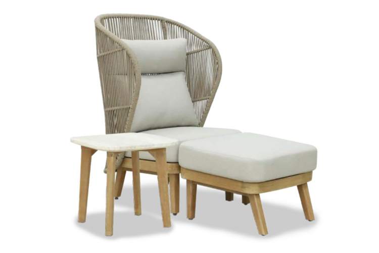 Лаунж-кресло плетеное с высокой спинкой Mali Tagliamento натуральный-3