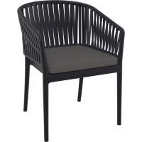 Кресло пластиковое с подушкой Portofino Siesta Contract черный, темно-серый